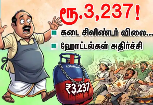 வணிக எல்பிஜி சிலிண்டர் விலை ரூ.3,237 ஆக உயர்வு – ஹோட்டல் துறைக்கு கடும் பாதிப்பு